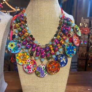 Colorful Floral Statement Necklace